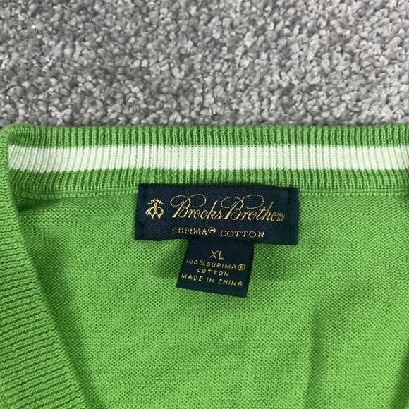 Brooks Brothers Sweater Vest Mens Extra Large V Neck Kelly Green Cotton Workwear - Picture 3 of 11